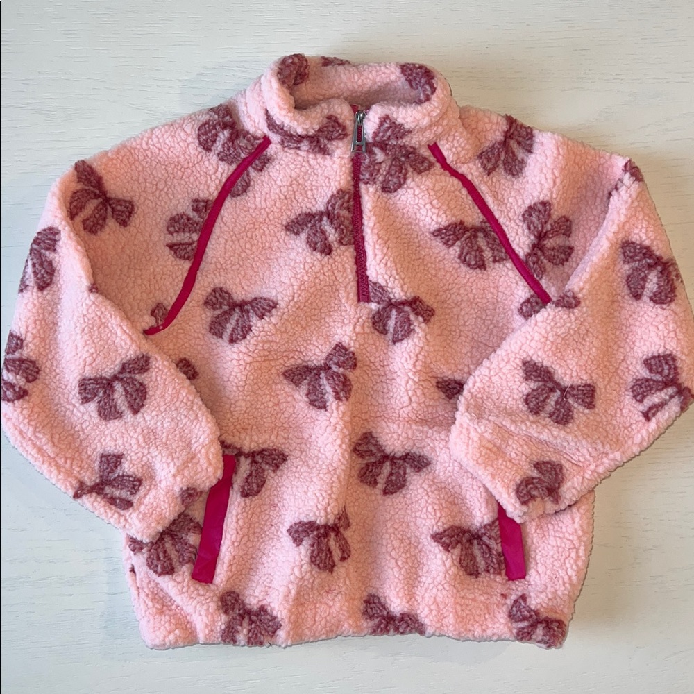 Toddler Girl Sherpa Pullover Jacket Sweatshirt Bows 5-6 6-7 7-8